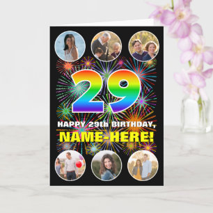 Carte 29e anniversaire : Arc en ciel amusant #, Nom pers