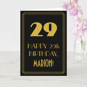 Carte 29e anniversaire - Art Déco Inspiré Look "29" & No