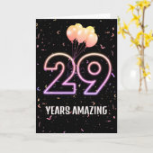 Carte 29e anniversaire Ballons et Confetti (Fleur jaune)