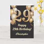 Carte 29e anniversaire Ballons Noir et Or Confetti (Fleur jaune)