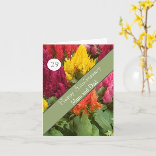Carte 29e anniversaire du Mariage Celosia (Fleur jaune)
