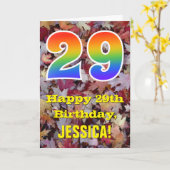 Carte 29e anniversaire; feuilles d'automne rustiques; ar (Fleur jaune)