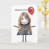 Carte 29e anniversaire fille avec ballon rouge (Fleur jaune)