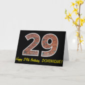 Carte 29e anniversaire - Motif de mur de briques "29" av (Fleur jaune)