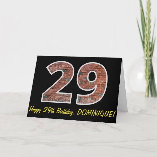 Carte 29e anniversaire - Motif de mur de briques "29" av (Devant)