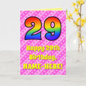 Carte 29e anniversaire : Pink Stripes & Hearts, Arc-en-c (Fleur jaune)