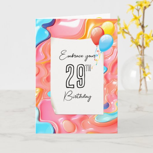 Carte 29e anniversaire Psychedelic 3D Abstrait (Fleur jaune)