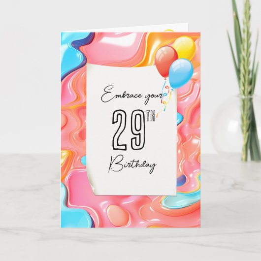 Carte 29e Anniversaire Psychedelique 3D Abstrait (Devant)