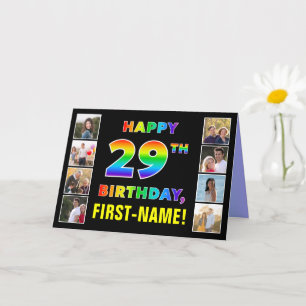 Carte 29e anniversaire : Rainbow Text, Custom Photos & N