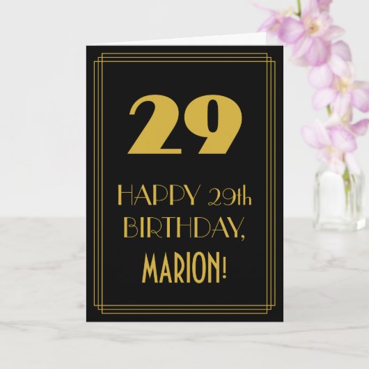Carte 29e Anniversaire – Rétro "29" & Nom (Orchidée)