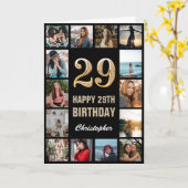 Carte 29e Joyeux Anniversaire Black and Gold Photo Colla (Fleur jaune)
