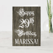 Carte 29th Birthday : Fancy, Elegant Text ; Faux Wood Lo (Devant)