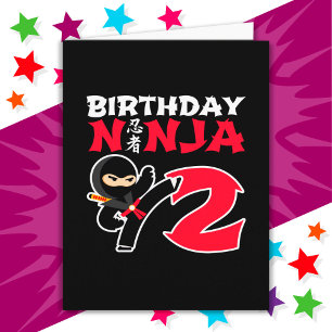 Carte 2 ans Karate Ninja Party Enfants 2e anniversaire