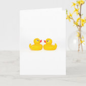 Carte 2 canards en caoutchouc dans l'amour (Fleur jaune)