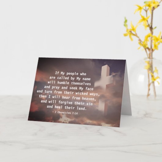 Carte 2 Chroniques 7:14 Si Mon Peuple Priera (Fleur jaune)