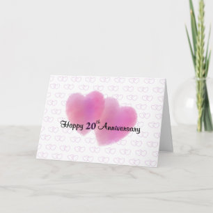 Carte 2 cœurs heureux 20e anniversaire