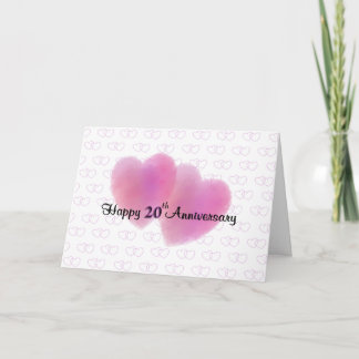 Carte 2 Coeurs Joyeux 20e anniversaire