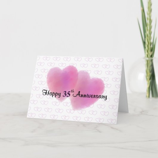 Carte 2 Coeurs Joyeux 35e anniversaire (Devant)
