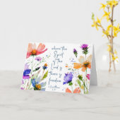 Carte 2 Corinthiens 3:17 Liberté Bible Verse (Fleur jaune)