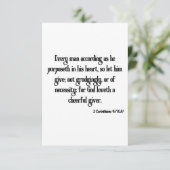 Carte 2 Corinthiens 9:7 Écriture de la Bible Salutation  (Debout devant)