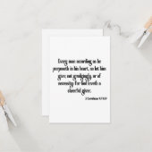 Carte 2 Corinthiens 9:7 Écriture de la Bible Salutation  (Devant/Arrière en situation)