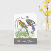 Carte 2 Oiseaux perchés sur une branche, "Merci !" (Fleur jaune)