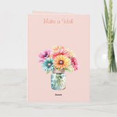 Carte 2 photo gerbera corail vert anniversaire (Dos)