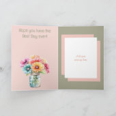 Carte 2 photo gerbera corail vert anniversaire (Intérieur)