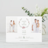 Carte 2 Photos Green Floral Collage Mariage Covid19 (Debout devant)