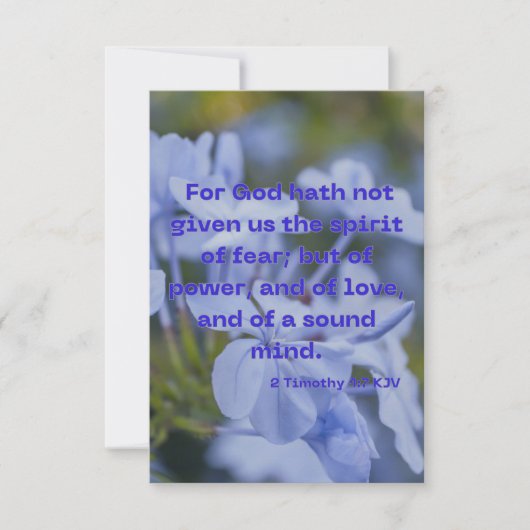 Carte 2 Timothée 1:7 KJV Bible Écriture Pic Salutation (Devant)