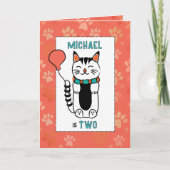 Carte 2e anniversaire adorable dessin de chat drôle Dire (Devant)