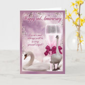 Carte 2e anniversaire - Anniversaire du coton (Fleur jaune)