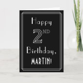 Carte 2e anniversaire : Art Déco Style # 2 et Nom person (Devant)