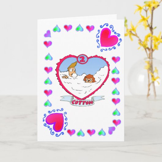 Carte 2e anniversaire  Coton (Fleur jaune)