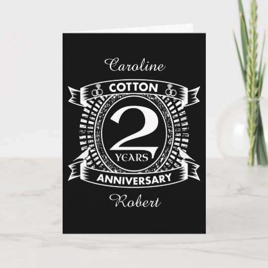Carte 2e anniversaire de mariage blason en détresse (Devant)