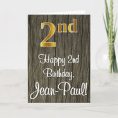 Carte 2e anniversaire : Elégant look d'or Faux #, Faux W (Devant)