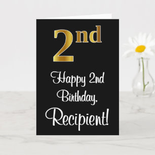 Carte 2e anniversaire ~ Elégant luxe Faux Gold Look #