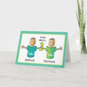 Carte 2e anniversaire Ethnic Boy Twins Cartoon Cute (Devant)