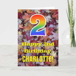 Carte 2e anniversaire; feuilles d'automne rustiques; arc