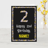 Carte 2e anniversaire : Floral Flowers Numéro, Nom perso (Fleur jaune)