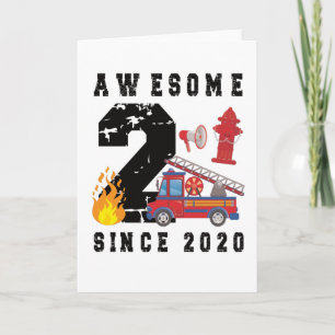 Carte 2e anniversaire Gift Firefighter Boy Né en 2020
