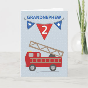 Carte 2e anniversaire grand-neveu, camion à feu