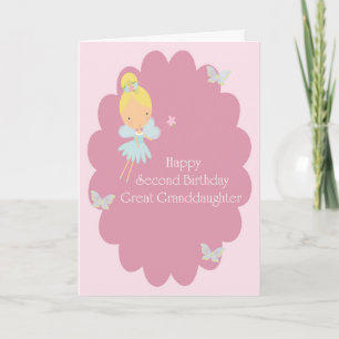 Carte 2e anniversaire Grande petite fille rose Fairy