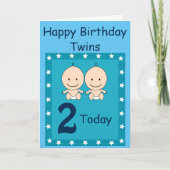 Carte 2e Anniversaire Jumeaux Garçons (Devant)