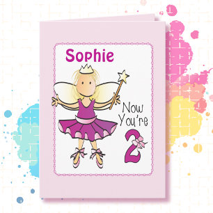 Carte 2e anniversaire mignon rose Ballerina Sweet Adorab