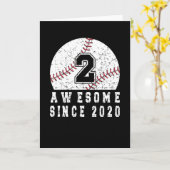 Carte 2E Anniversaire Né En 2020 Baseball Boy 2 An (Fleur jaune)
