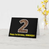 Carte 2e anniversaire : Nom + Faux Motif de céréales en (Fleur jaune)