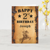 Carte 2e anniversaire Pays rustique Western Cowboy Horse (Fleur jaune)