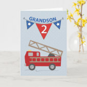 Carte 2e anniversaire petit-fils, camion à feu (Fleur jaune)