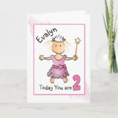 Carte 2e anniversaire Pink Gold Princesse pour fille (Devant)